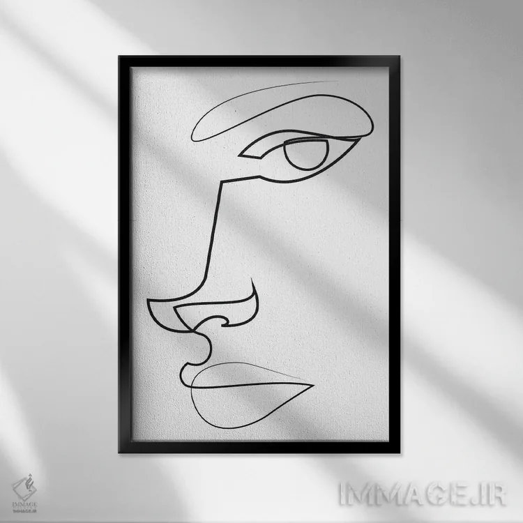 تابلو چهرهٔ خطی انتزاعی اثر ادیلوم - نمای قابدار مشکی