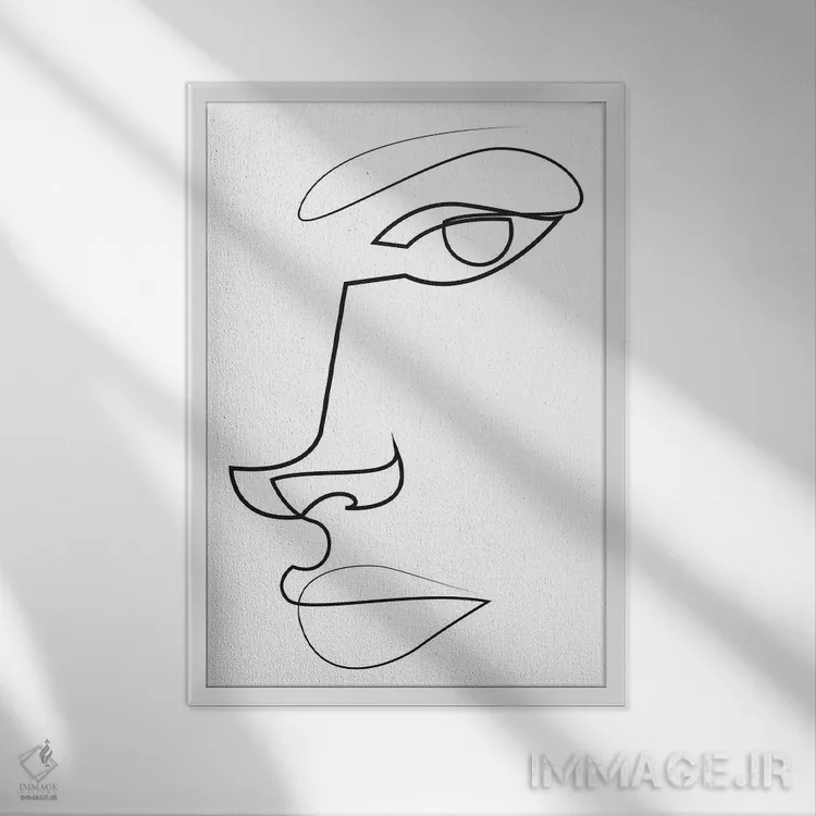 تابلو چهرهٔ خطی انتزاعی اثر ادیلوم - نمای قابدار سفید