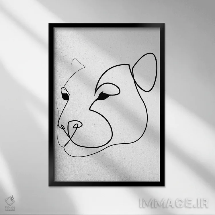 تابلو پلنگ یکخطی اثر ادیلوم - نمای قابدار مشکی