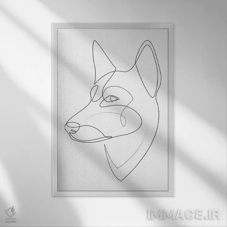 تابلو ژرمن شپرد II (سگ) اثر ادیلوم - نمای قابدار سفید