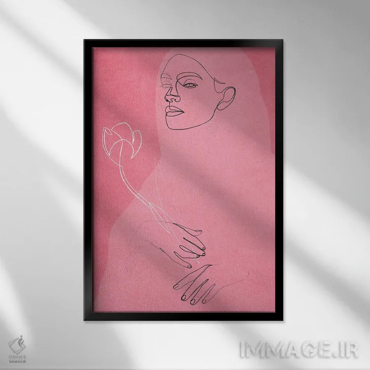 تابلو دختر با گل اثر ادیلوم - نمای قابدار مشکی