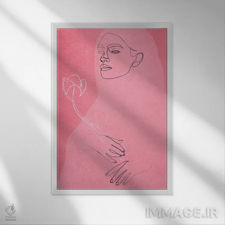 تابلو دختر با گل اثر ادیلوم - نمای قابدار سفید