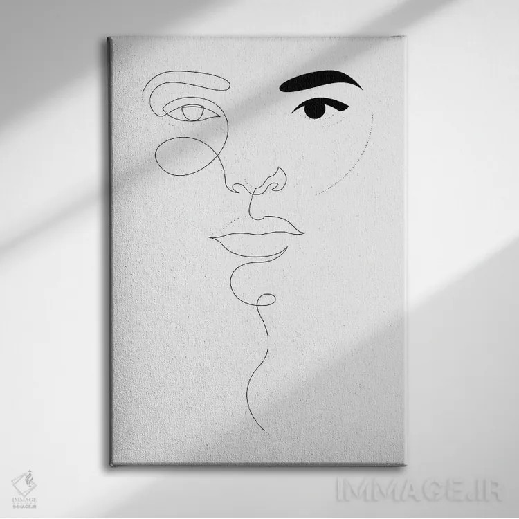 تابلو چهرهٔ نقطهای یکخطی اثر ادیلوم - نمای روبهرو روی دیوار