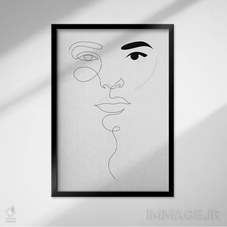 تابلو چهرهٔ نقطهای یکخطی اثر ادیلوم - نمای قابدار مشکی