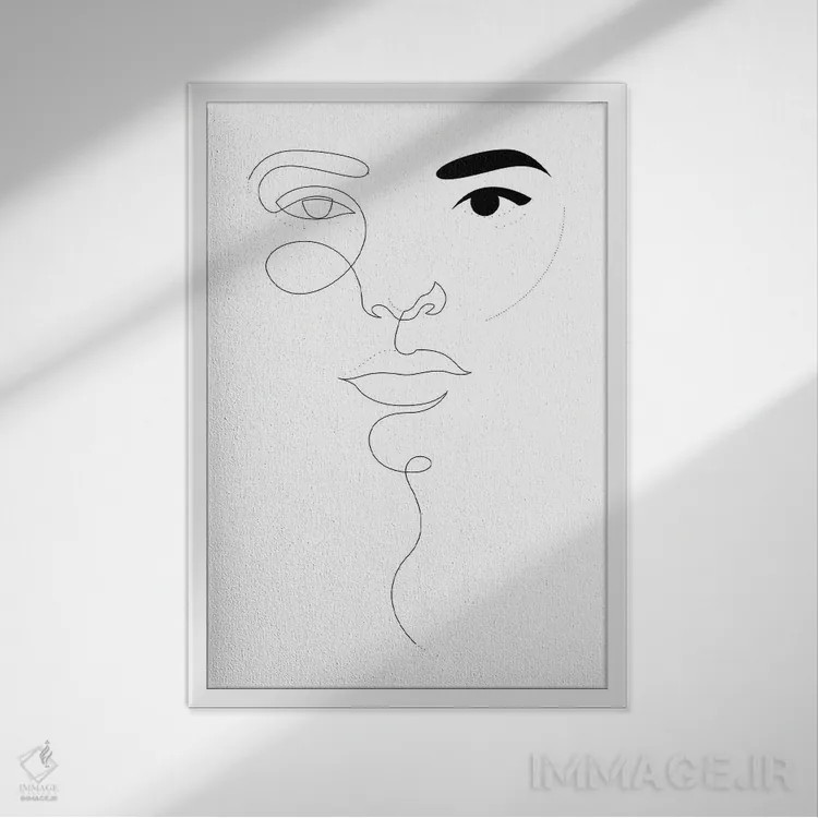 تابلو چهرهٔ نقطهای یکخطی اثر ادیلوم - نمای قابدار سفید
