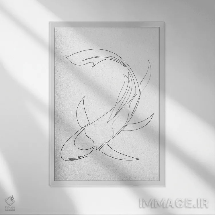 تابلو کوی (ماهی ژاپنی) اثر ادیلوم - نمای قابدار سفید