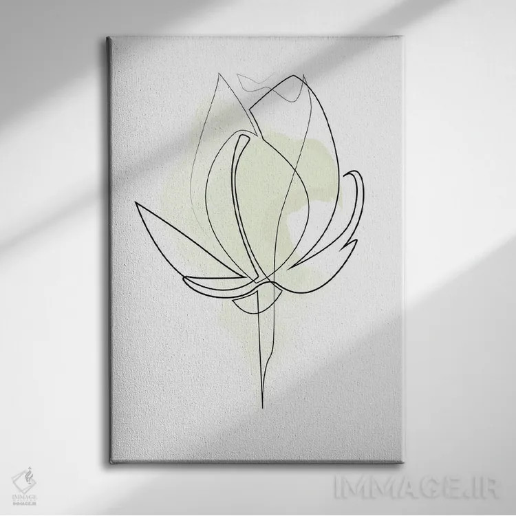 تابلو سوسن یکخطی اثر ادیلوم - نمای روبهرو روی دیوار