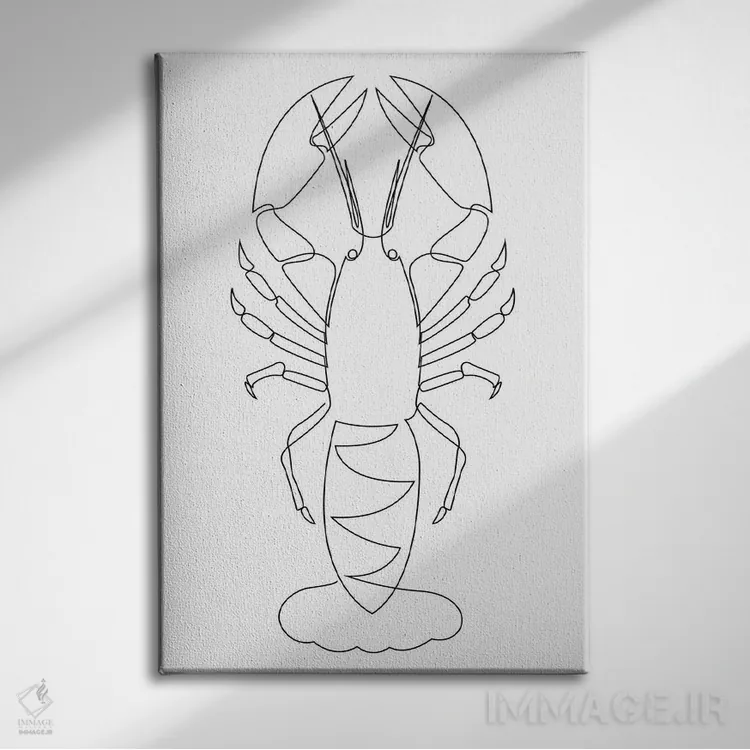 تابلو خرچنگ یکخطی اثر ادیلوم - نمای روبهرو روی دیوار