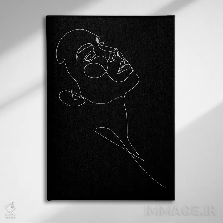 تابلو چهرهٔ خطی اثر ادیلوم - نمای روبهرو روی دیوار