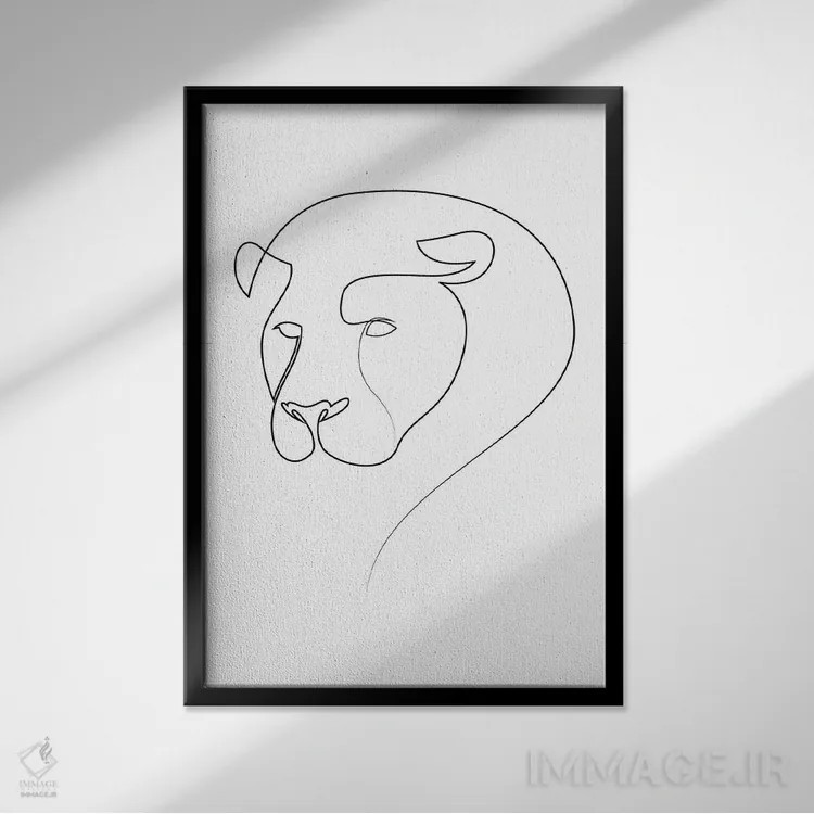 تابلو شیر خطی اثر ادیلوم - نمای قابدار مشکی