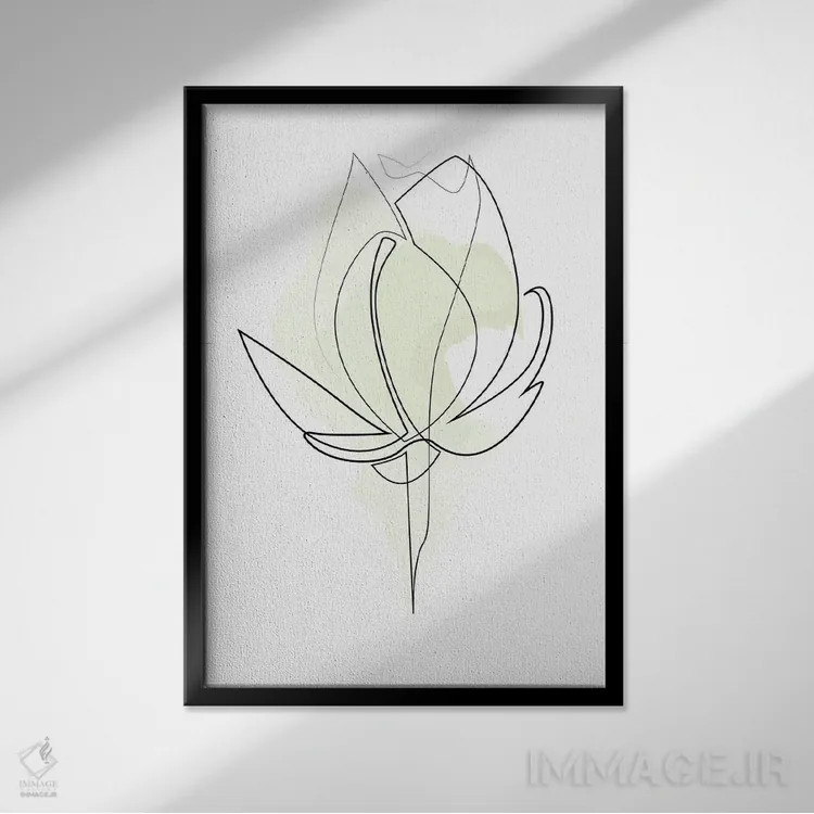 تابلو سوسن یکخطی اثر ادیلوم - نمای قابدار مشکی