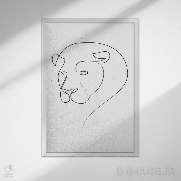 تابلو شیر خطی اثر ادیلوم - نمای قابدار سفید