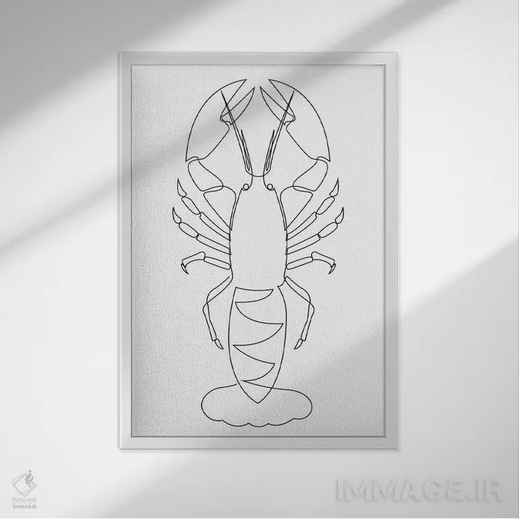 تابلو خرچنگ یکخطی اثر ادیلوم - نمای قابدار سفید