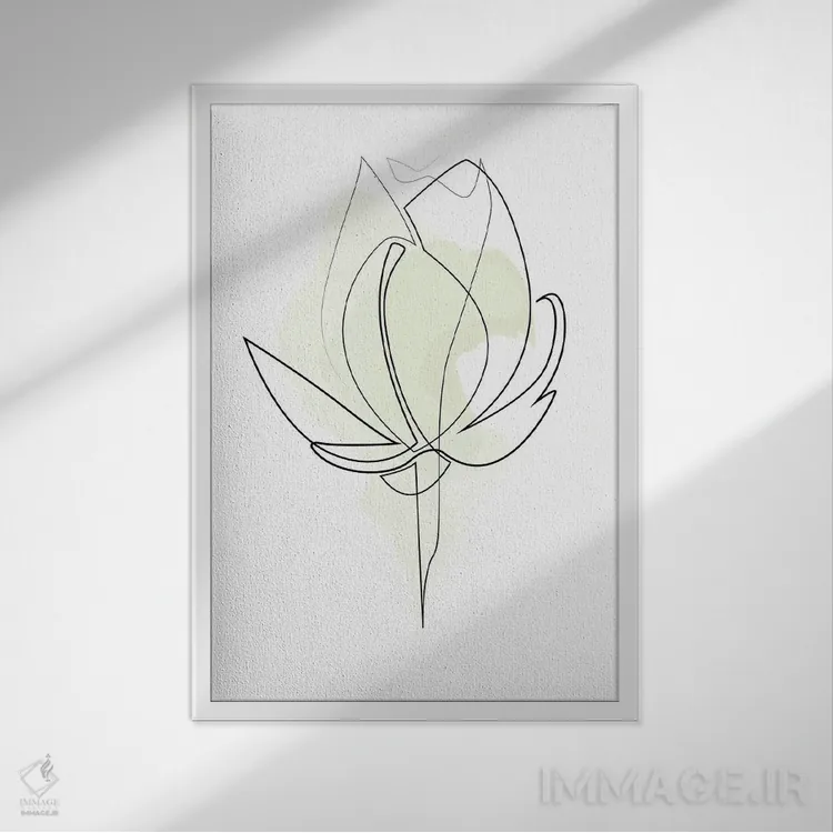 تابلو سوسن یکخطی اثر ادیلوم - نمای قابدار سفید