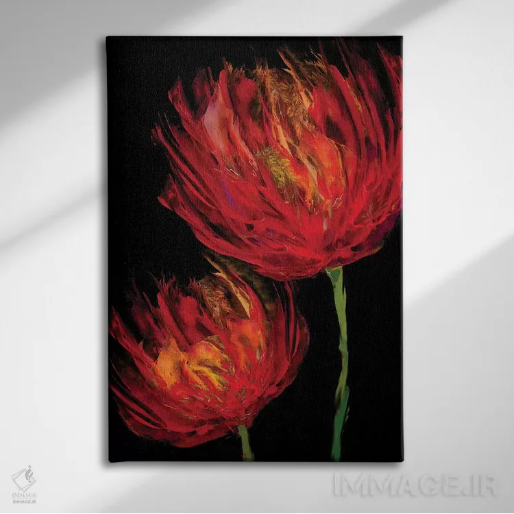 تابلو لالههای قرمز II اثر ونسا آستین - نمای روبهرو روی دیوار