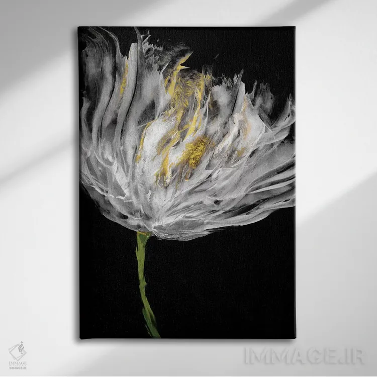 تابلو لالهها بر زمینهٔ مشکی I اثر ونسا آستین - نمای روبهرو روی دیوار