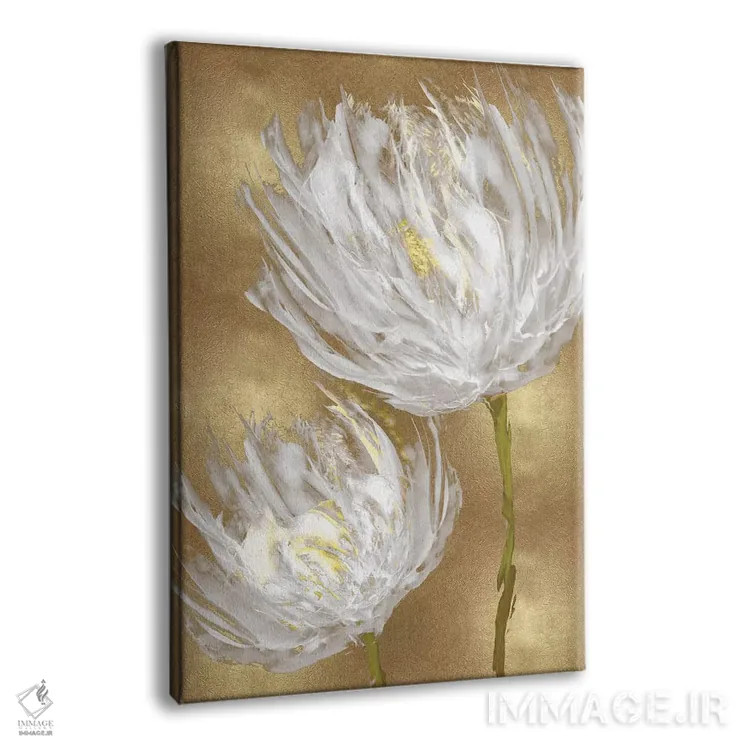 تابلو لالهها بر زمینهٔ طلایی II اثر ونسا آستین - نمای پرسپکتیو محصول
