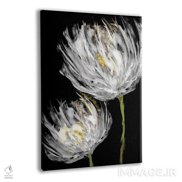 تابلو لالهها بر زمینهٔ مشکی II اثر ونسا آستین - نمای پرسپکتیو محصول