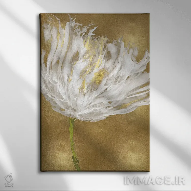 تابلو لالهها بر زمینهٔ طلایی I اثر ونسا آستین - نمای روبهرو روی دیوار