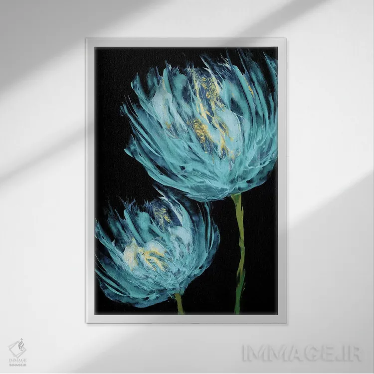 تابلو لالههای آبی II اثر ونسا آستین - نمای قابدار سفید