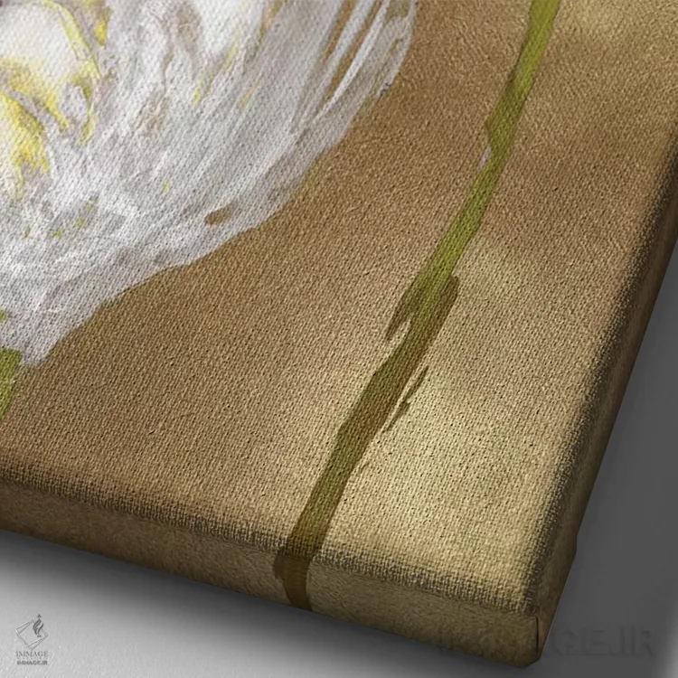 تابلو لالهها بر زمینهٔ طلایی II اثر ونسا آستین - نمای نزدیک بافت بوم