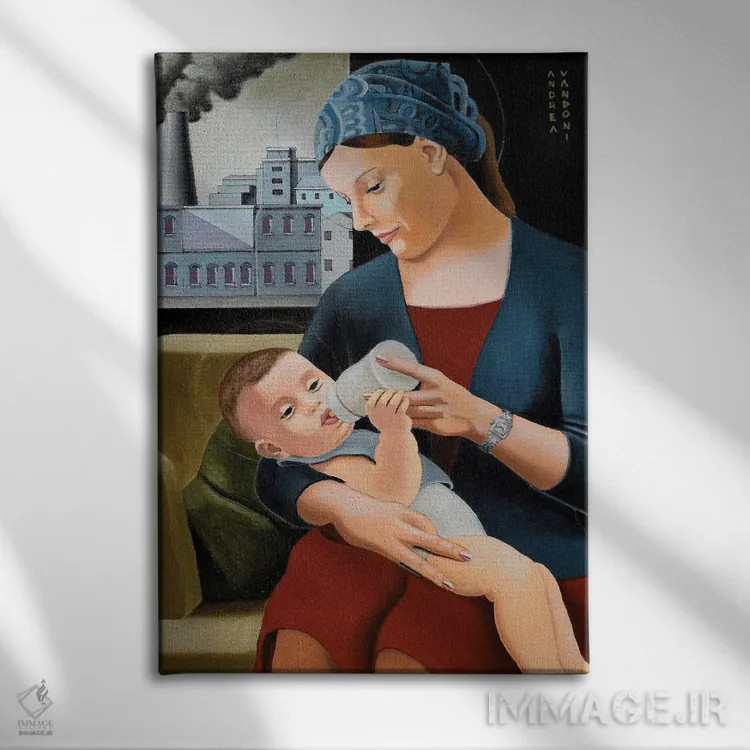 تابلو مادر مقدس شیرده به کودک (ایتالیایی) اثر آندریا واندونی - نمای روبهرو روی دیوار