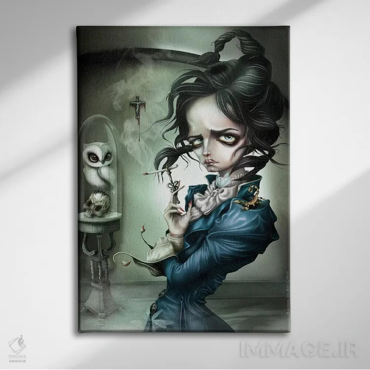 تابلو گاهی خانم ایوز سیگار میکشد! اثر آنتنور ون خان - نمای روبهرو روی دیوار