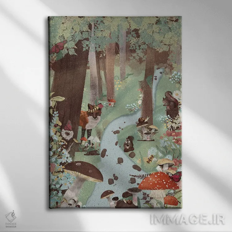 تابلو قدمزنی در جنگل I اثر آرویللا مورِت - نمای روبهرو روی دیوار