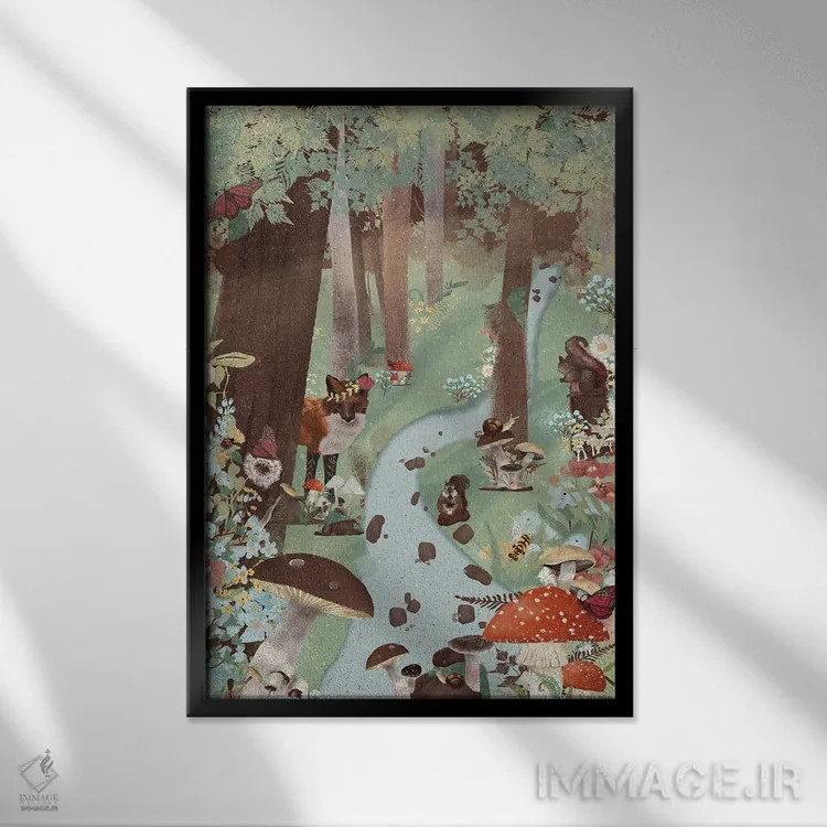 تابلو قدمزنی در جنگل I اثر آرویللا مورِت - نمای قابدار مشکی