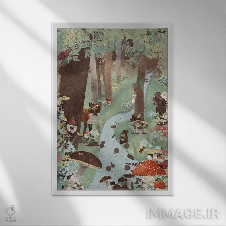تابلو قدمزنی در جنگل I اثر آرویللا مورِت - نمای قابدار سفید
