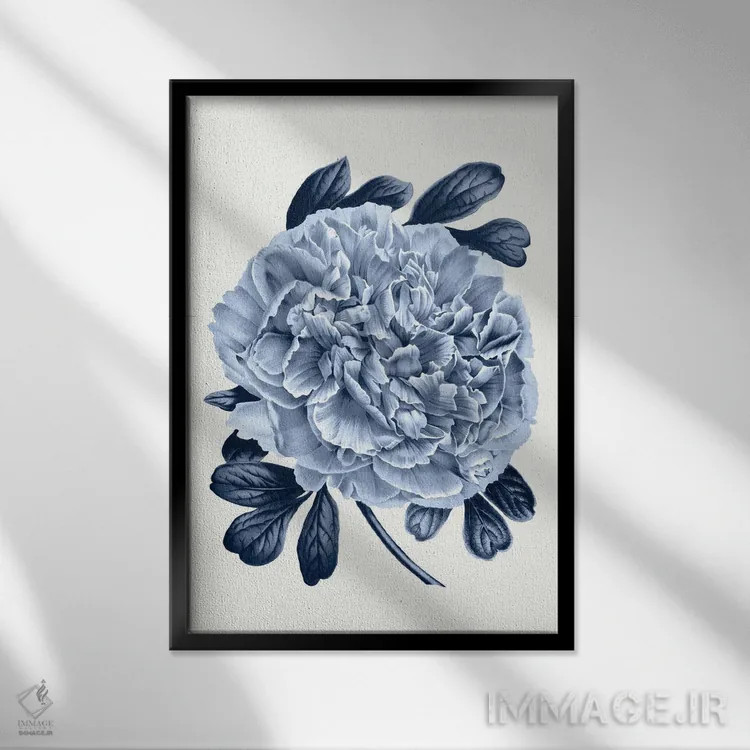 تابلو گیاهشناسی آبی قدیمی V اثر امیلی وینتیج کو (برند/استودیو) - نمای قابدار مشکی