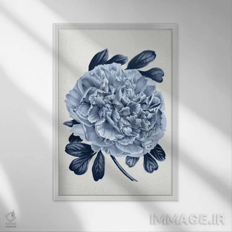 تابلو گیاهشناسی آبی قدیمی V اثر امیلی وینتیج کو (برند/استودیو) - نمای قابدار سفید