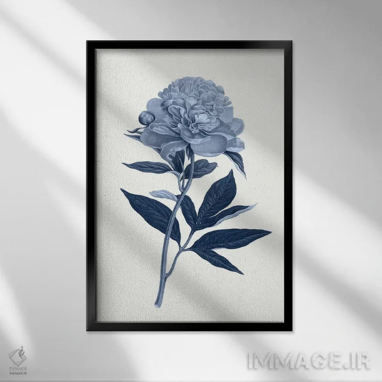 تابلو گیاهشناسی آبی قدیمی VII اثر امیلی وینتیج کو (برند/استودیو) - نمای قابدار مشکی