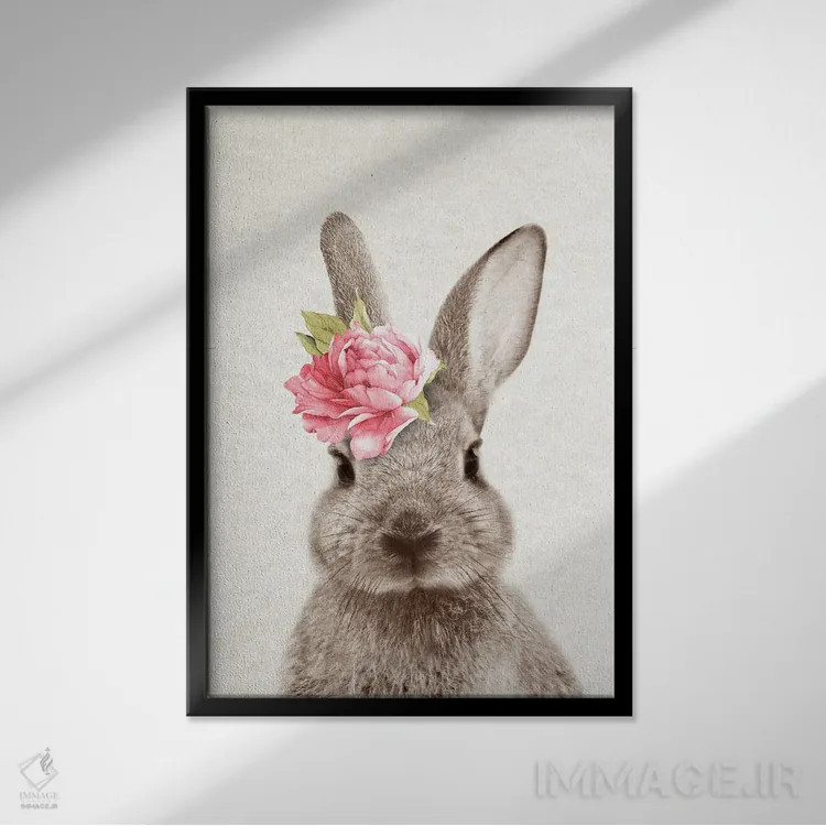 تابلو خرگوش اثر امیلی وینتیج کو (برند/استودیو) - نمای قابدار مشکی