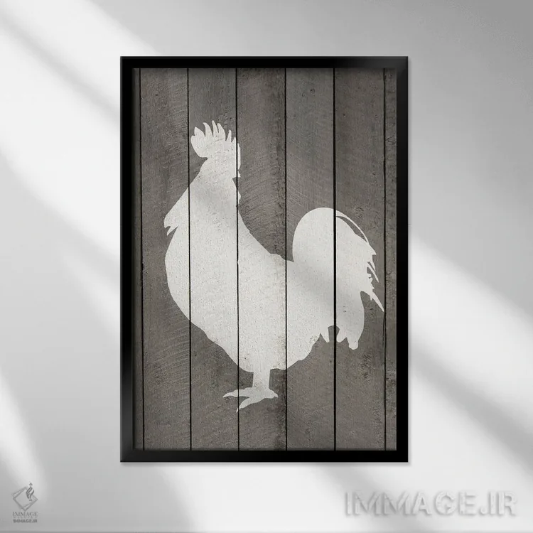 تابلو خروس روستایی اثر امیلی وینتیج کو (برند/استودیو) - نمای قابدار مشکی