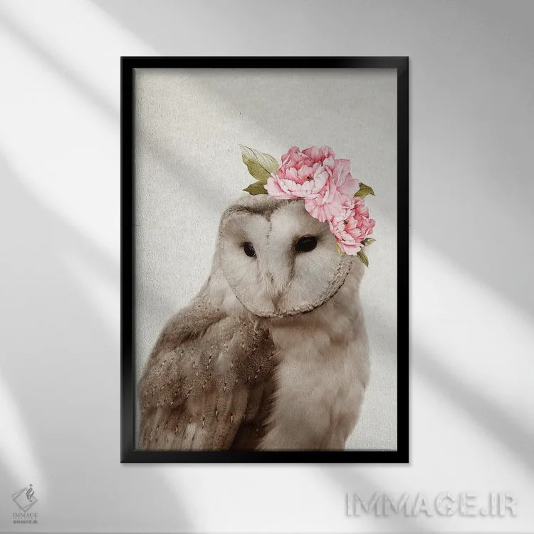 تابلو جغد گلدار اثر امیلی وینتیج کو (برند/استودیو) - نمای قابدار مشکی