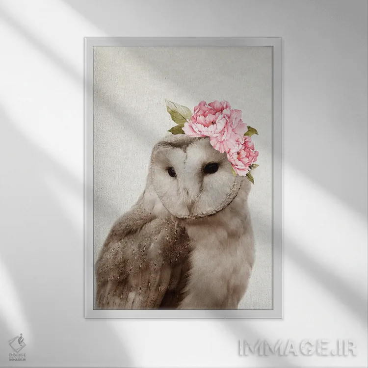 تابلو جغد گلدار اثر امیلی وینتیج کو (برند/استودیو) - نمای قابدار سفید