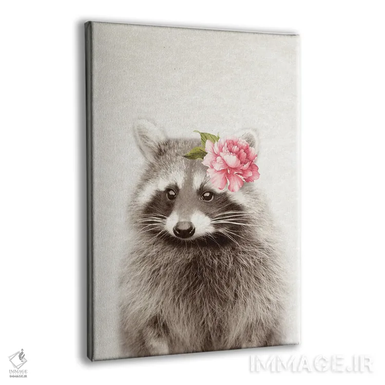 تابلو راکون گلدار اثر امیلی وینتیج کو (برند/استودیو) - نمای پرسپکتیو محصول