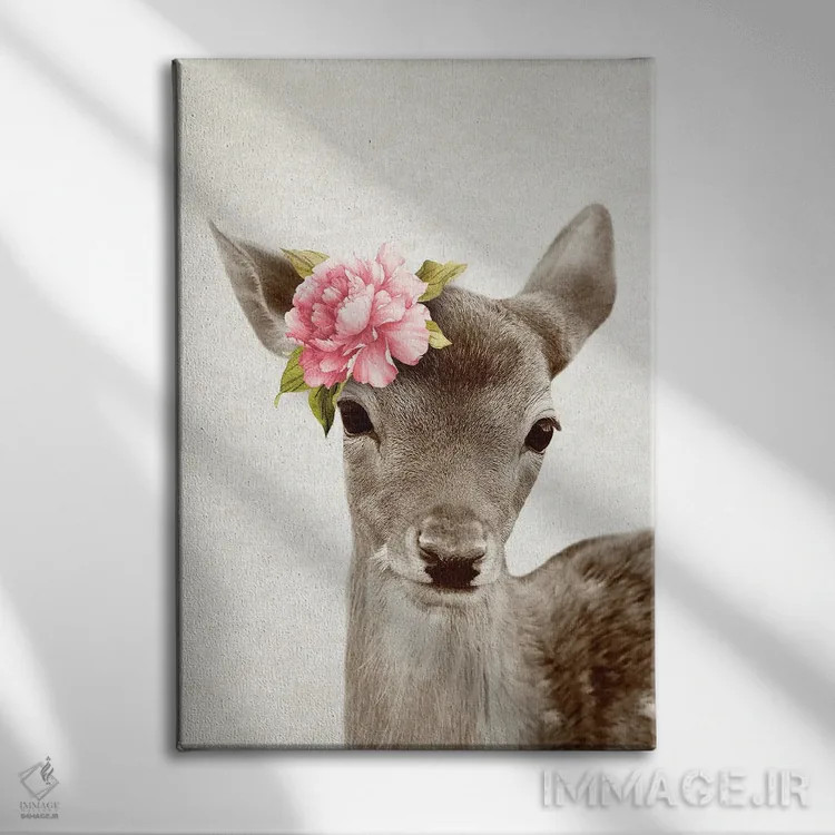 تابلو گوزن گلدار اثر امیلی وینتیج کو (برند/استودیو) - نمای روبهرو روی دیوار