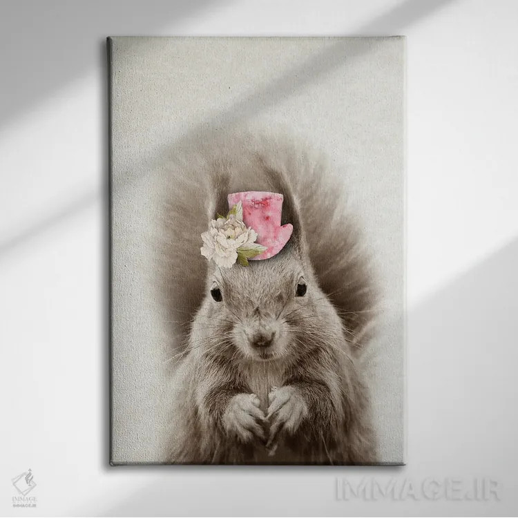 تابلو سنجاب گلدار اثر امیلی وینتیج کو (برند/استودیو) - نمای روبهرو روی دیوار