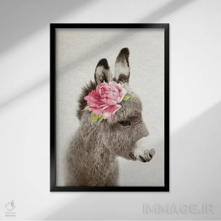 تابلو الاغ گلدار اثر امیلی وینتیج کو (برند/استودیو) - نمای قابدار مشکی