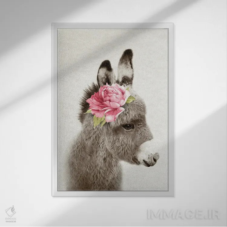 تابلو الاغ گلدار اثر امیلی وینتیج کو (برند/استودیو) - نمای قابدار سفید