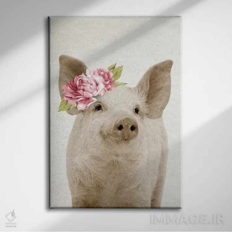 تابلو بچه خوک گلدار اثر امیلی وینتیج کو (برند/استودیو) - نمای روبهرو روی دیوار