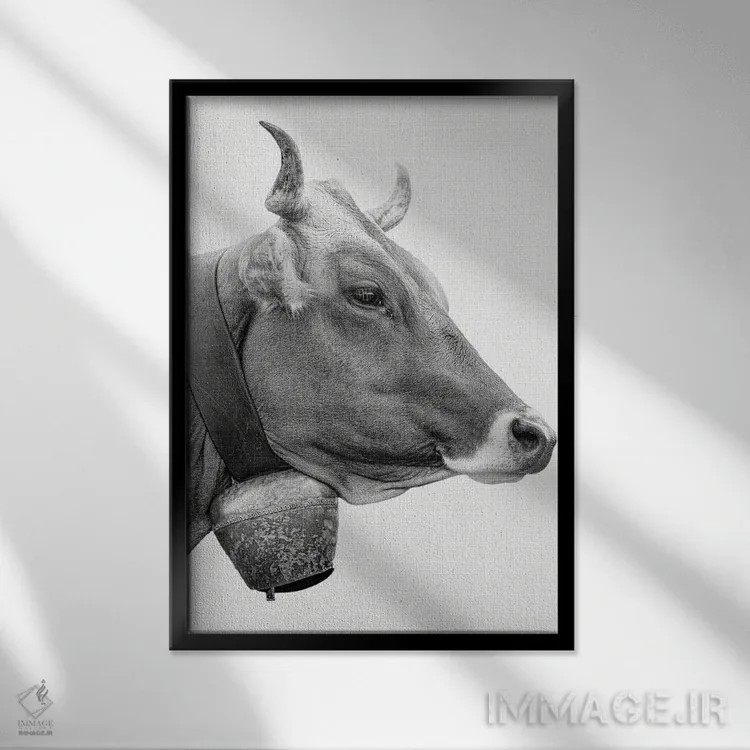 تابلو گاو زنگولهدار اثر امیلی وینتیج کو (برند/استودیو) - نمای قابدار مشکی