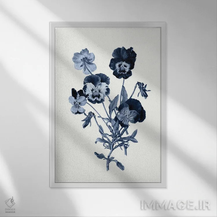 تابلو گیاهشناسی آبی قدیمی IV اثر امیلی وینتیج کو (برند/استودیو) - نمای قابدار سفید