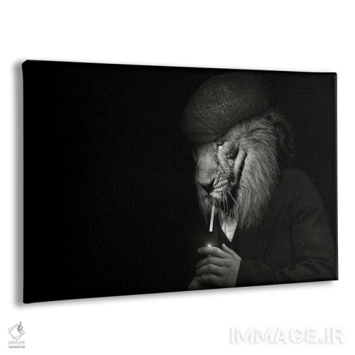 تابلو مرد به شکل شیر مافیایی در حال سیگار کشیدن اثر آدریان ویریو - نمای پرسپکتیو محصول