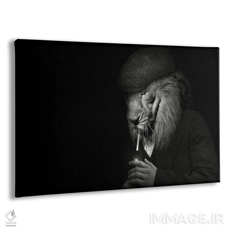 تابلو مرد به شکل شیر مافیایی در حال سیگار کشیدن اثر آدریان ویریو - نمای پرسپکتیو محصول