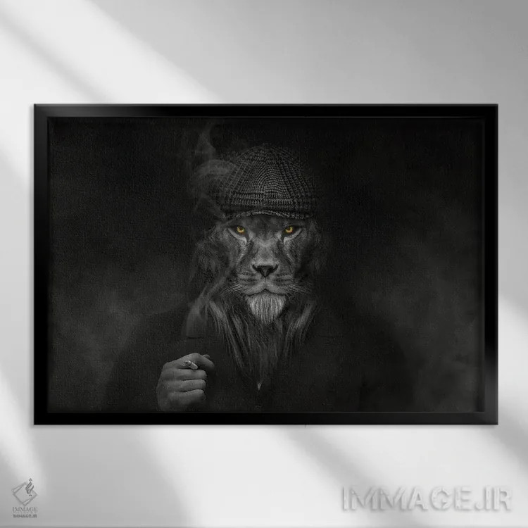 تابلو مرد به شکل شیر (مافیایی) اثر آدریان ویریو - نمای قابدار مشکی