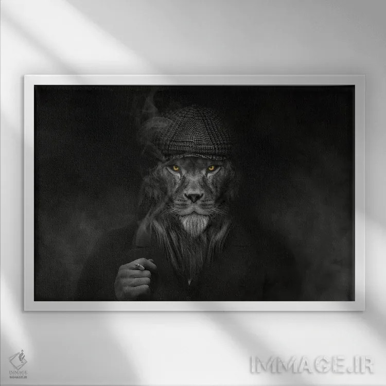 تابلو مرد به شکل شیر (مافیایی) اثر آدریان ویریو - نمای قابدار سفید