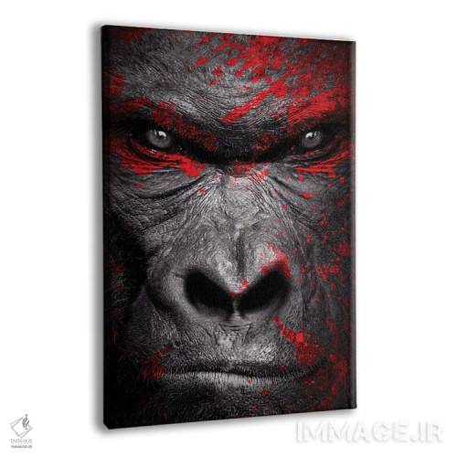 تابلو سر جنگجوی گوریل روی پسزمینه سیاه اثر آدریان ویریو - نمای پرسپکتیو محصول